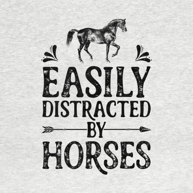Easily Distracted By Horses Shirt Girls Women Horse Riding by fioruna25